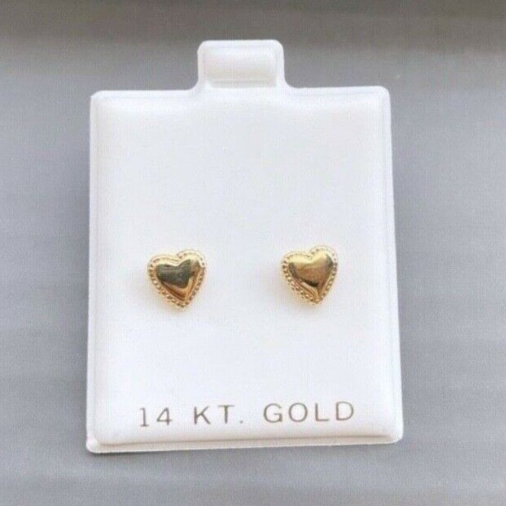 Authentic 14k Solid Yellow Gold 7mm Elongated Hea… - image 3